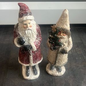 Glitter/Snow Covered Santas- Primitive/Country/Farmhouse Decor